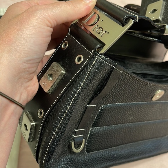 Dior Black Pebbled Leather Street Chic Shoulder Bag w/3 detachable accessories - Picture 13 of 13